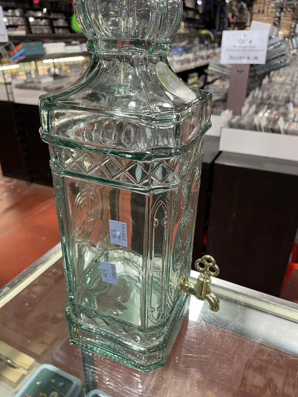 SVE FIRENZE ITALIA VINTAGE ART GLASS GREEN GLASS BEVERAGE JUG, MADE IN Spain
