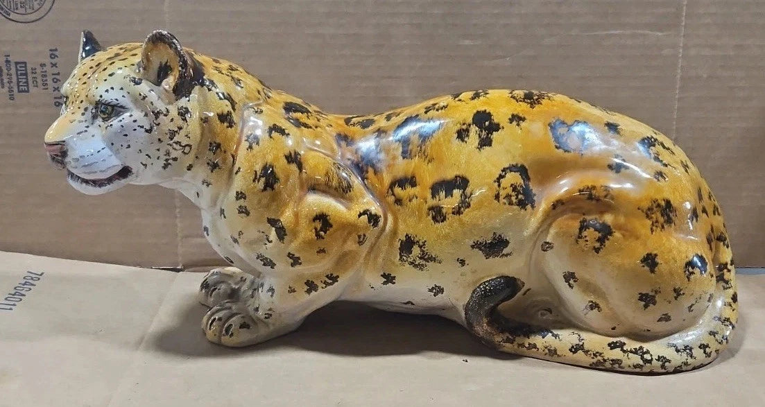 Mid Century Made In Italy Leopard Bengal Cat 20" 104/M Rare Vintage 1970's