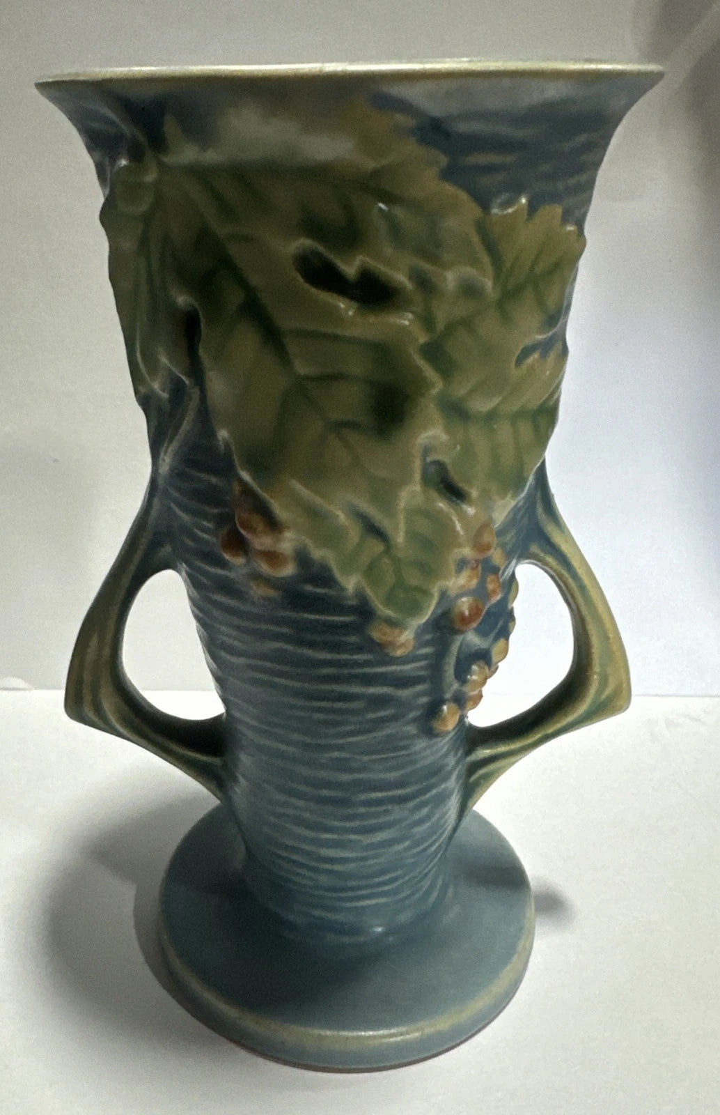 RARE Roseville Bushberry Vase Vintage Art Pottery Handled