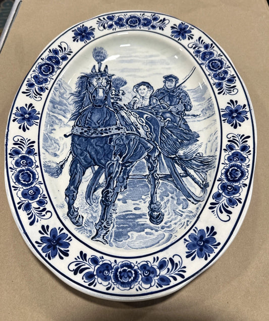 Allerton England Willow Blue and White Oval Ceramic Platter Decorative