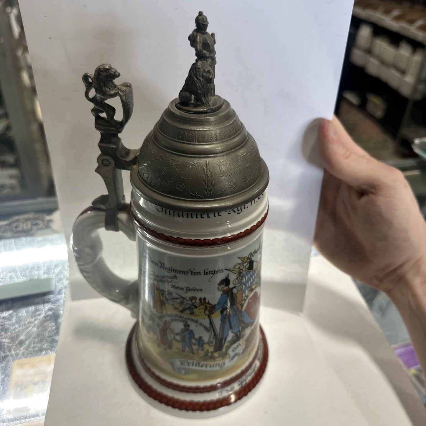 German Regimental Military Pewter Lidded Beer Stein 1903/05 Infanterie Rgt. 11