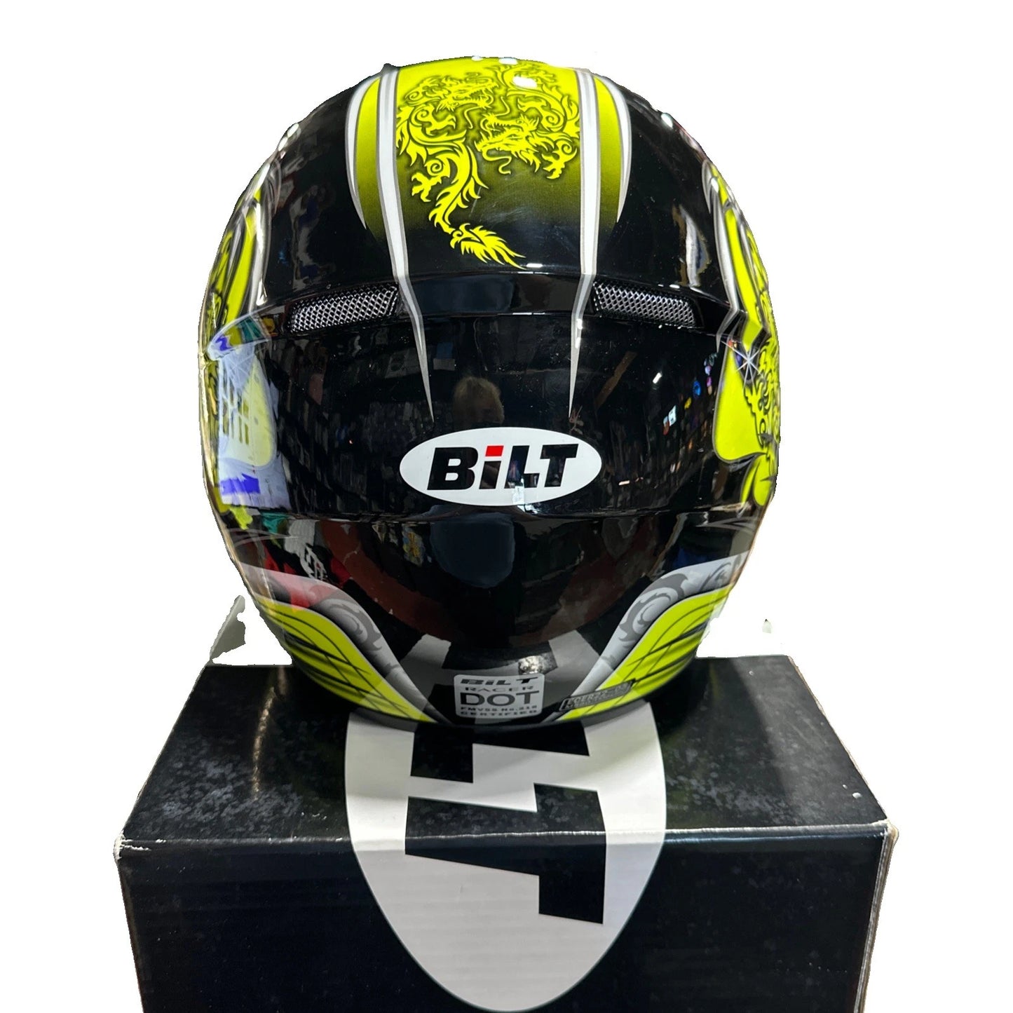 BILT LEGACY/BLH73 Full-Face Motorcycle Helmet - M, Black/Green With Box And Bag