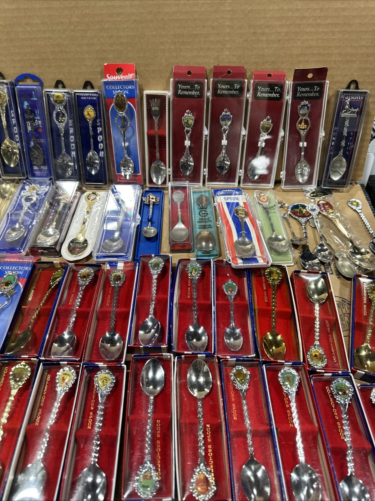 77x SOUVENIR SPOONS FLATWARE SILVERPLATE LOT VINTAGE CRAFT REUSE REPURPOSE