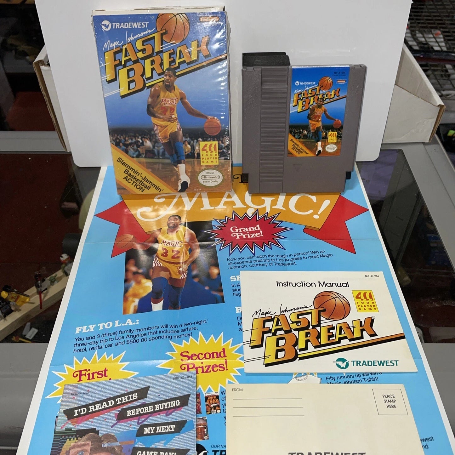 Magic Johnson's Fast Break (Nintendo, NES 1990) CIB MINT CONDITION COMPLETE