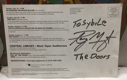 Ray Manzarek Autogroaphed Soundings 2002 Performance Series Program