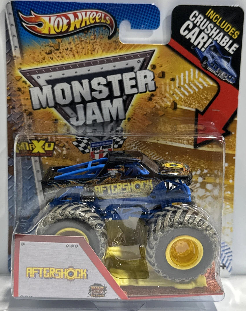 Monster Jam Hot Wheels 1:64 crushable car "Aftershock" MIP VHT