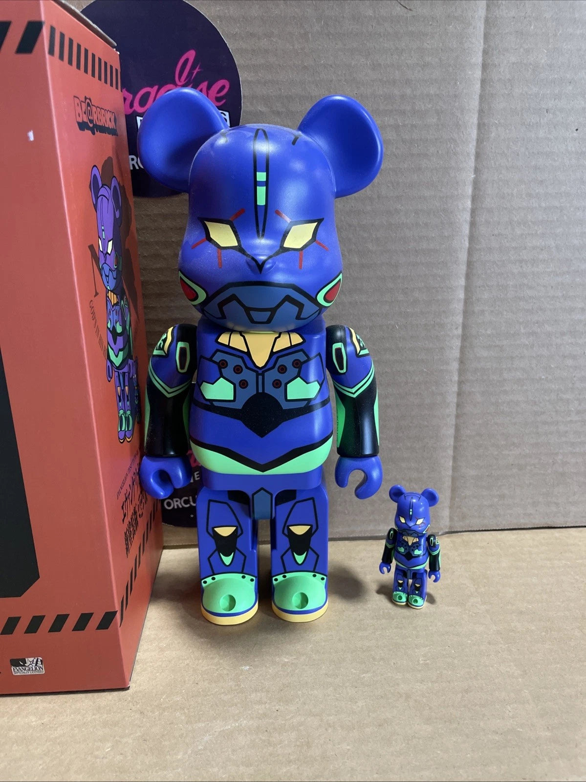 Evangelion Eva 01 New Paint Bearbrick 400% & 100% 2 Pack Medicom