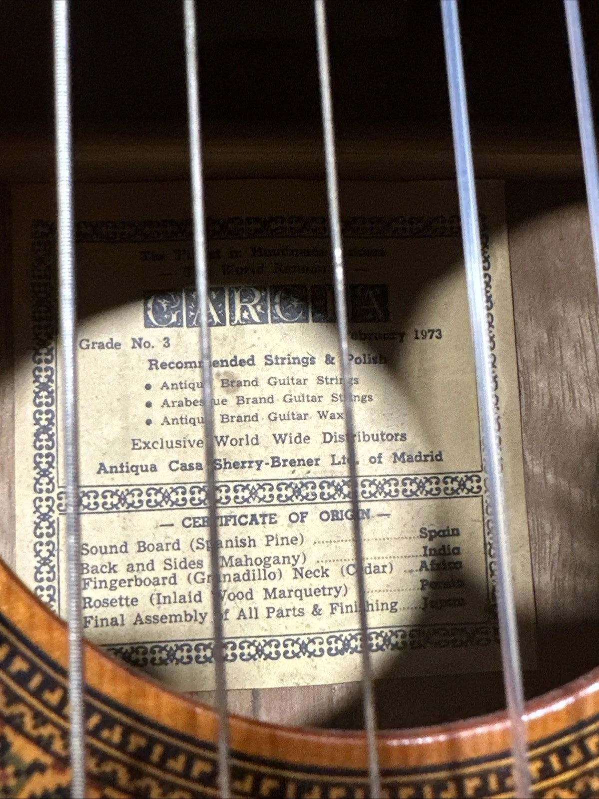 Vintage 1973 Garcia Grade No. 3 Classical Acoustic Guitar With Case