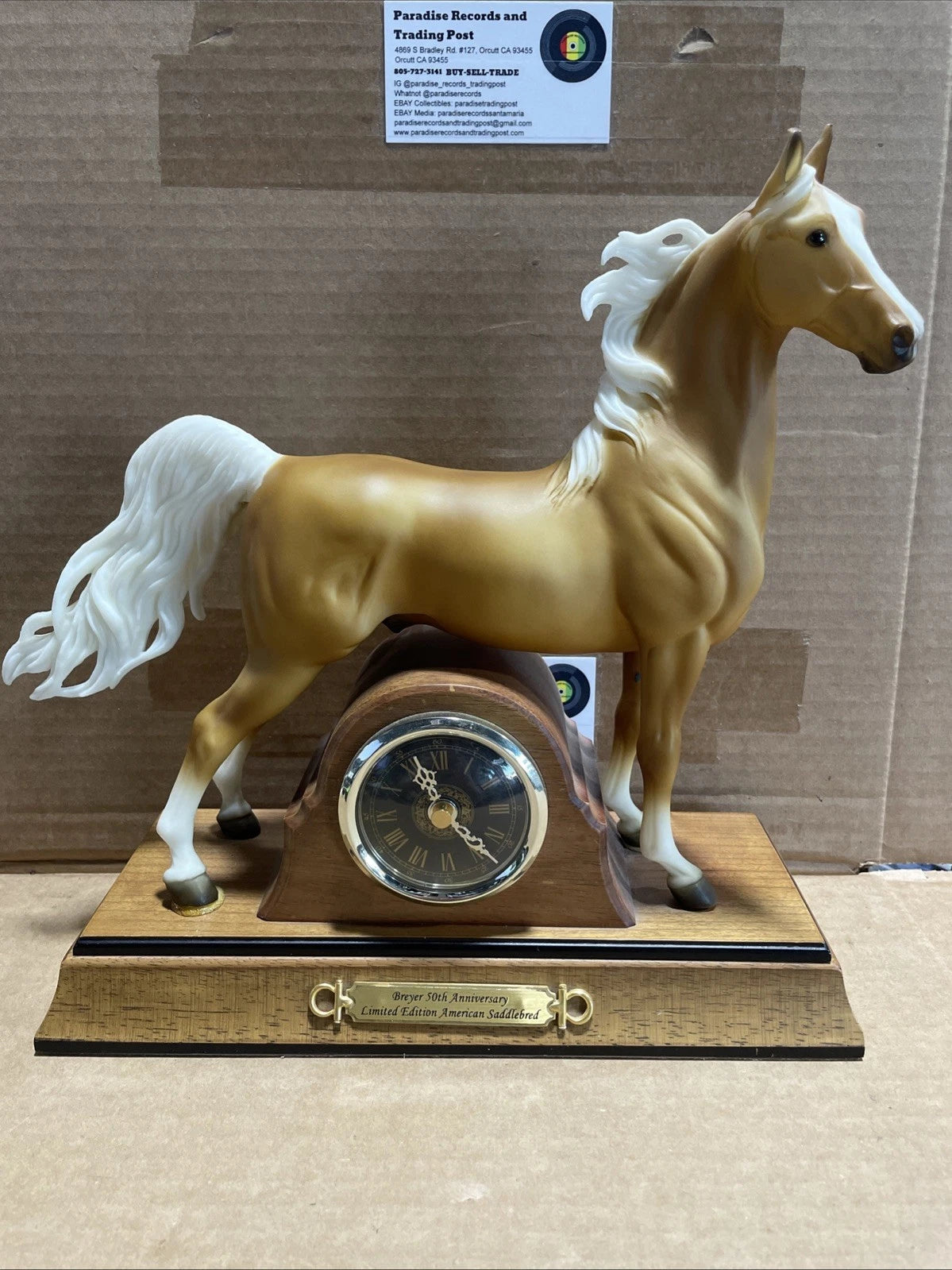 Breyer 50th Anniversary Mantlepiece Clock With #571 Palomino Saddlebred Stallion