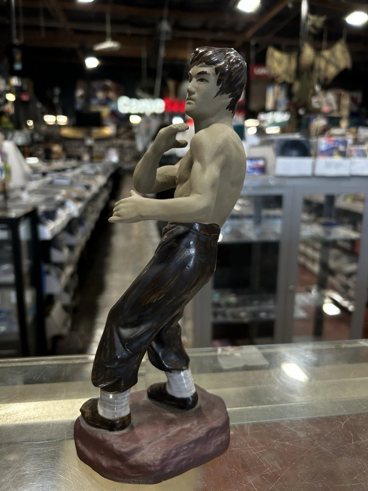 Vintage Bruce Lee Kung Fu Figurine • Ceramic Martial Arts Statue China
