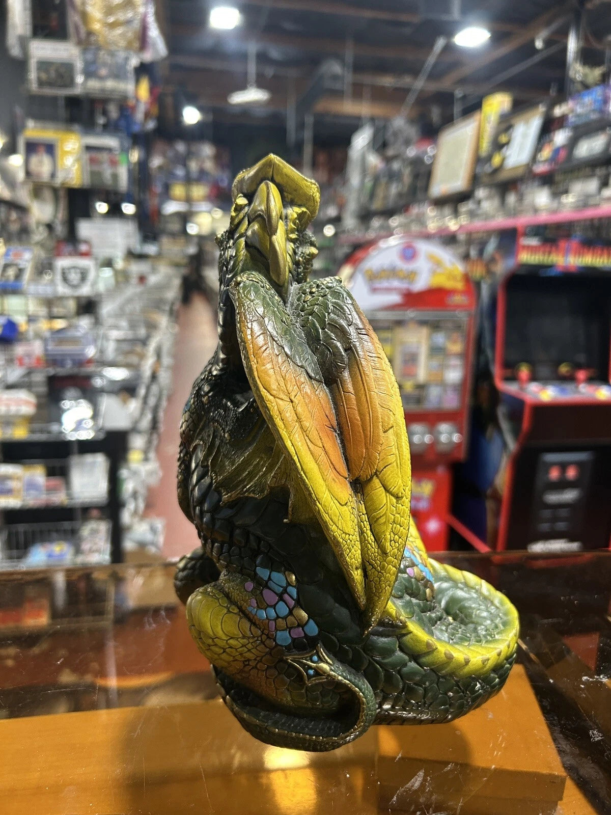 Vintage Windstone Editions Pena Turquoise Green Gold Retired 1986 Dragon Flaw