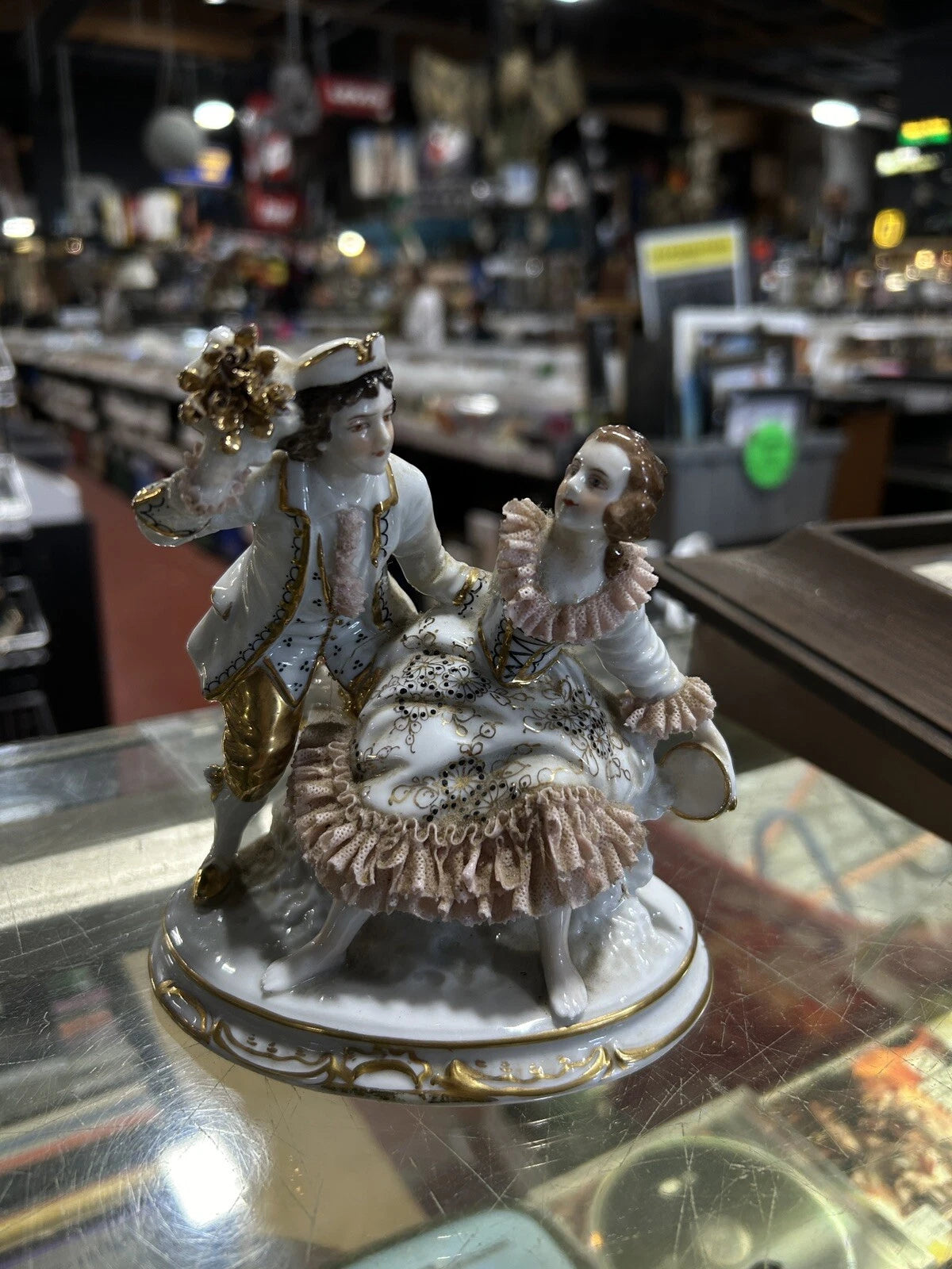 RARE Dresden MZ German Porcelain Lace Dancing Couple