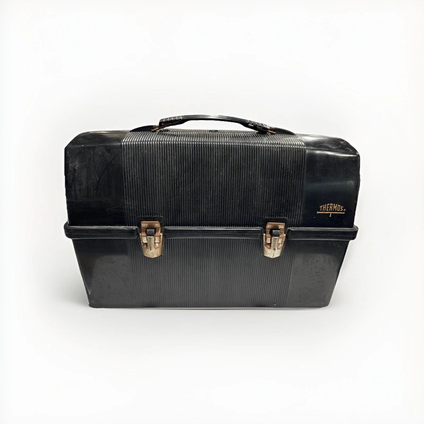 Vintage THERMOS Black Plastic Lunch Box NO Thermos USA SAIGON Vietnam Labeled