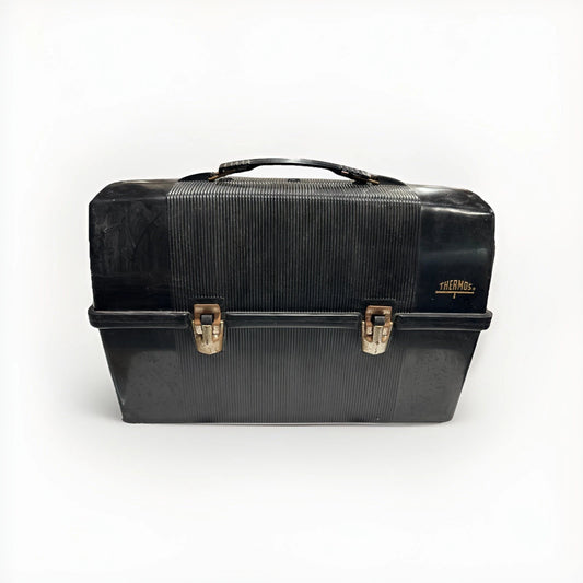 Vintage THERMOS Black Plastic Lunch Box NO Thermos USA SAIGON Vietnam Labeled