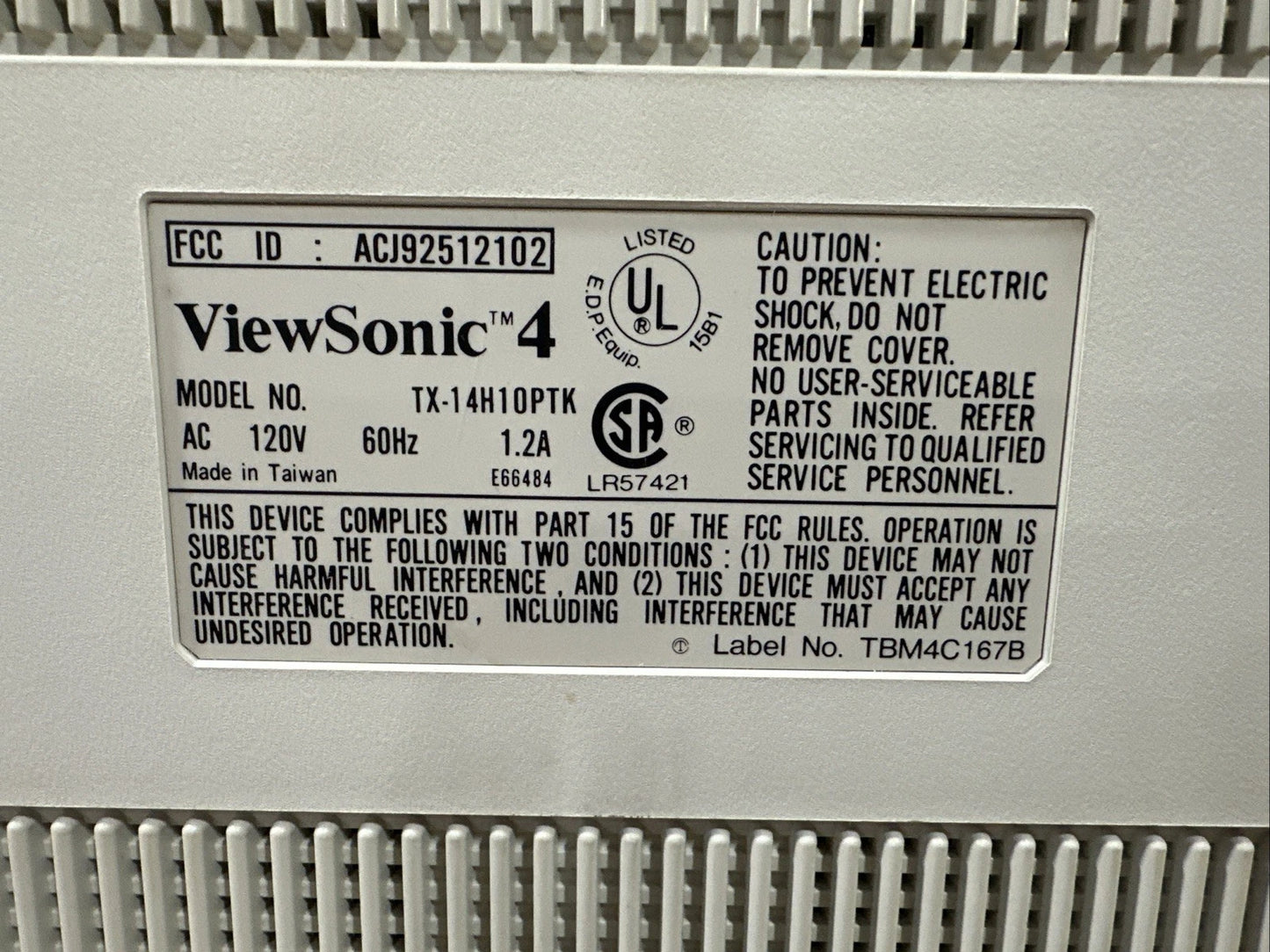 ViewSonic 4 13/14" TX-14H10PTK 1024x768 VGA CRT Monitor
