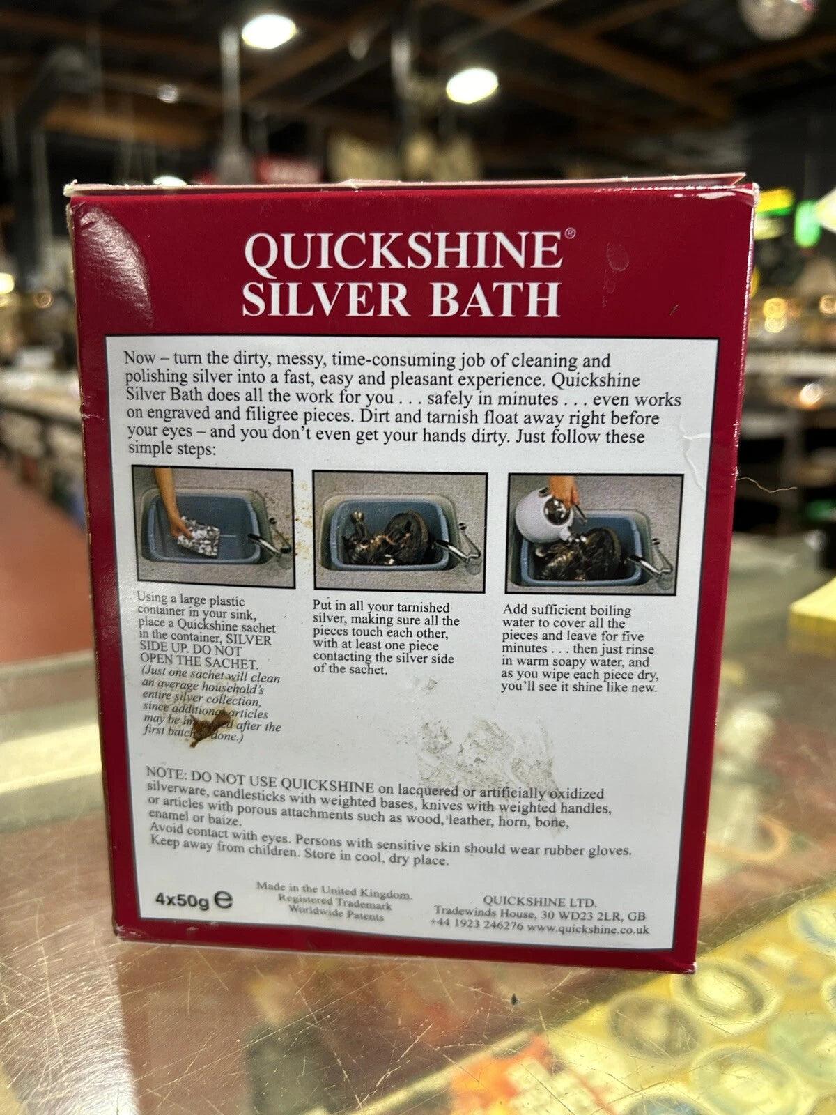 Quickshine Silver Clean And Shine Bath, Cleans plate with no polishing