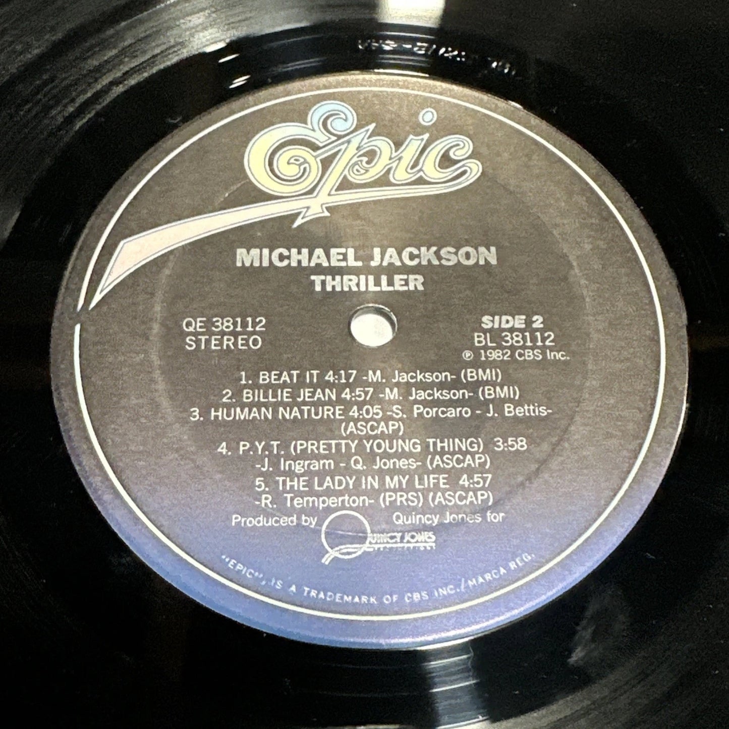 MICHAEL JACKSON THRILLER-RARE ERROR VINYL RECORD QE 38112 1st PRESS 3aa 2df