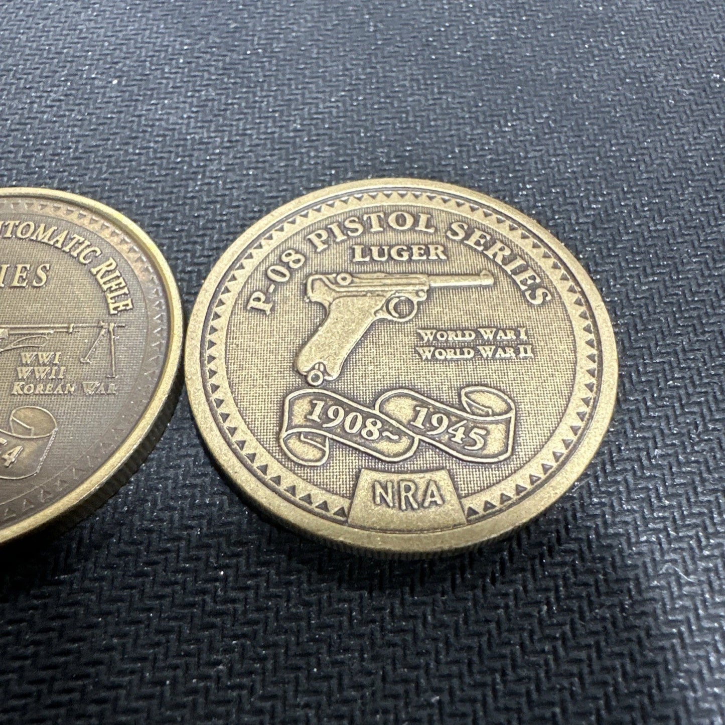 NRA Token Coins Luger, Browning Rifle, Thompson, And Grizzly Coin Lot