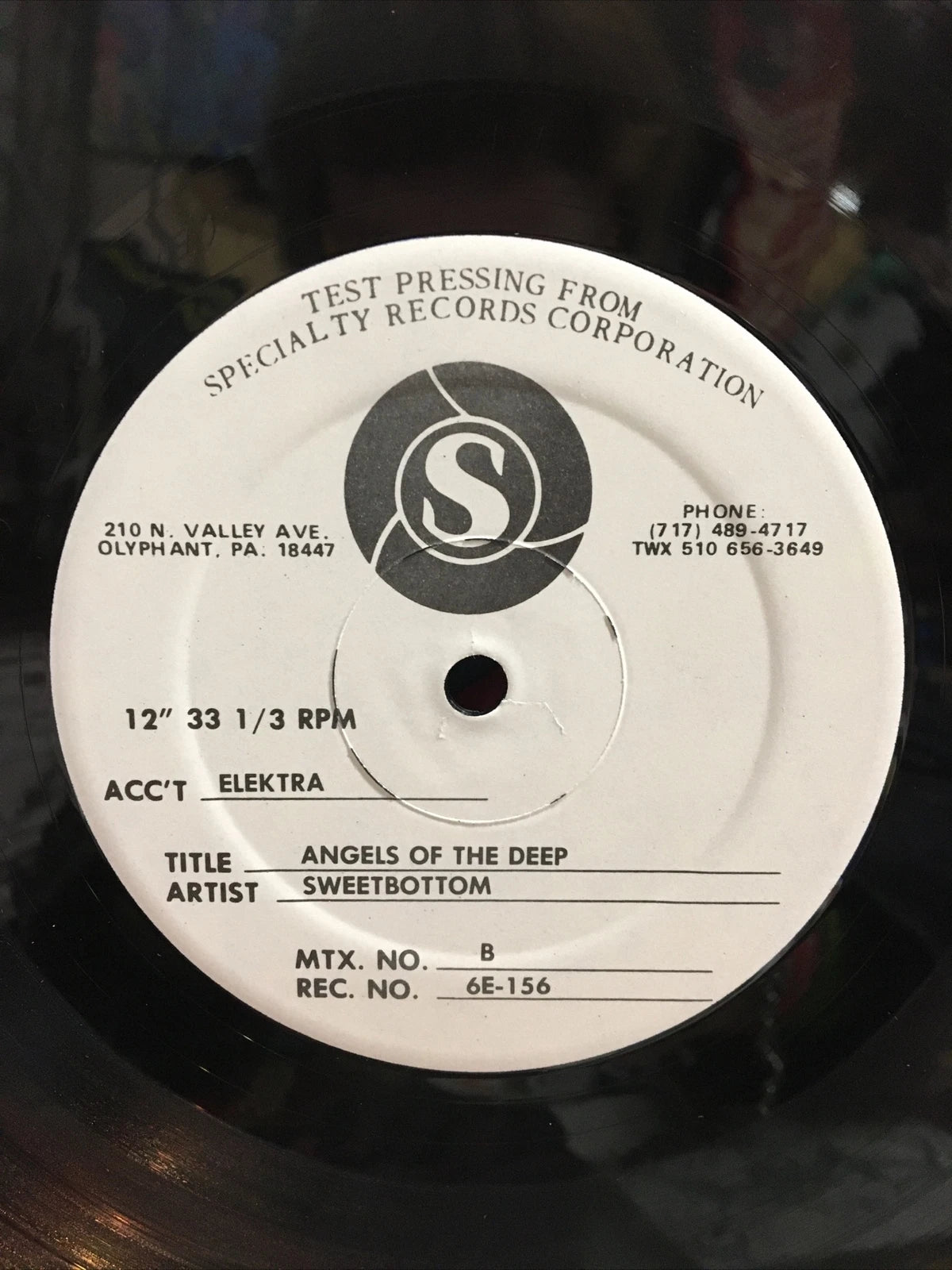Sweetbottom Angels Of The Deep Test Pressing Record