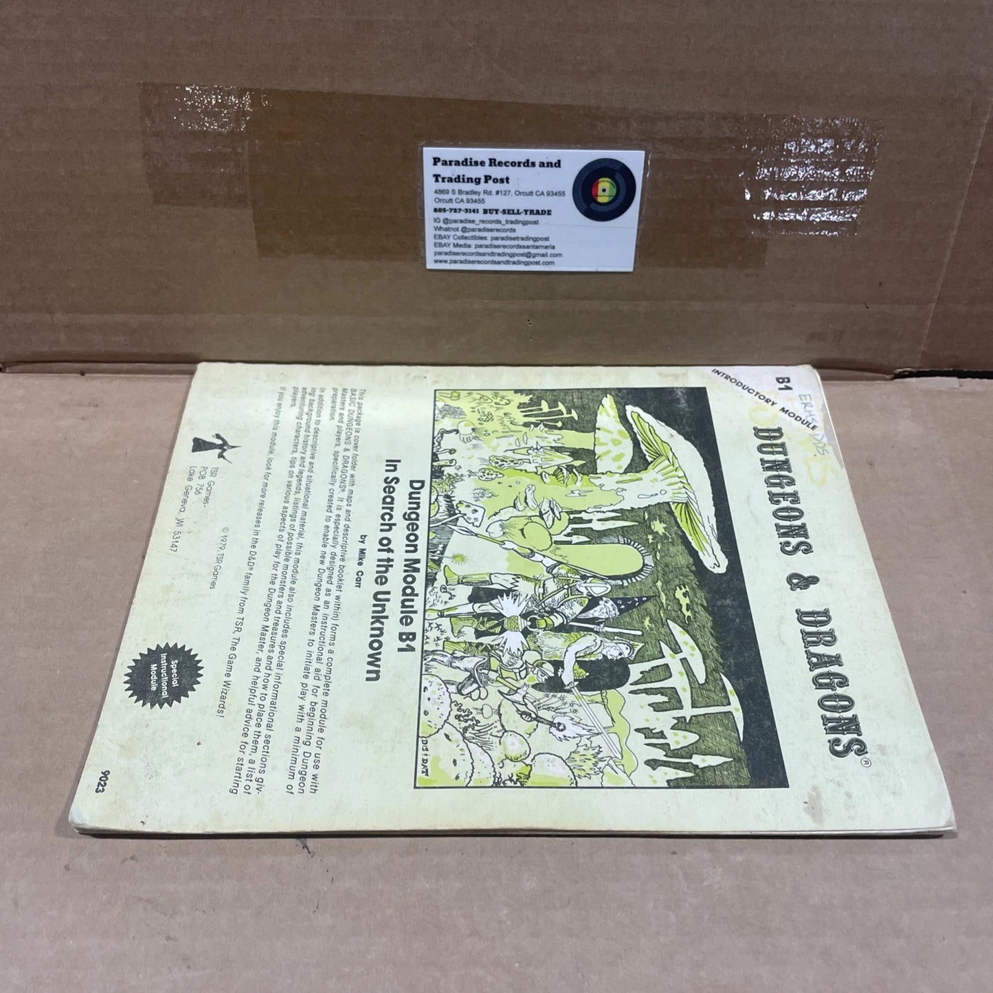 B1 In Search of the Unknown 9023 Advanced D&D Dungeons and Dragons 1st Run 1979