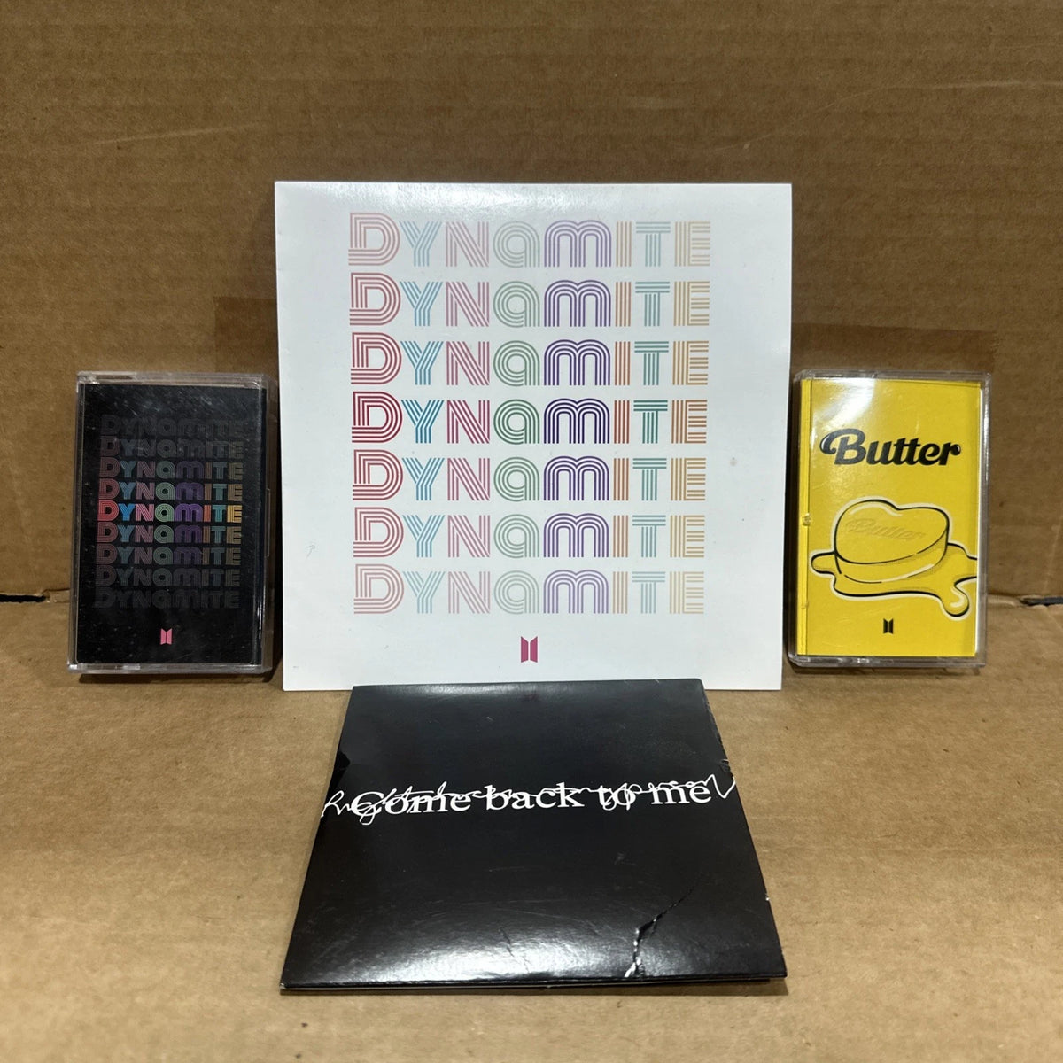 BTS "Dynamite" Vinyl & Cassette (opened) w/ Butter And Come Back To Me Cd