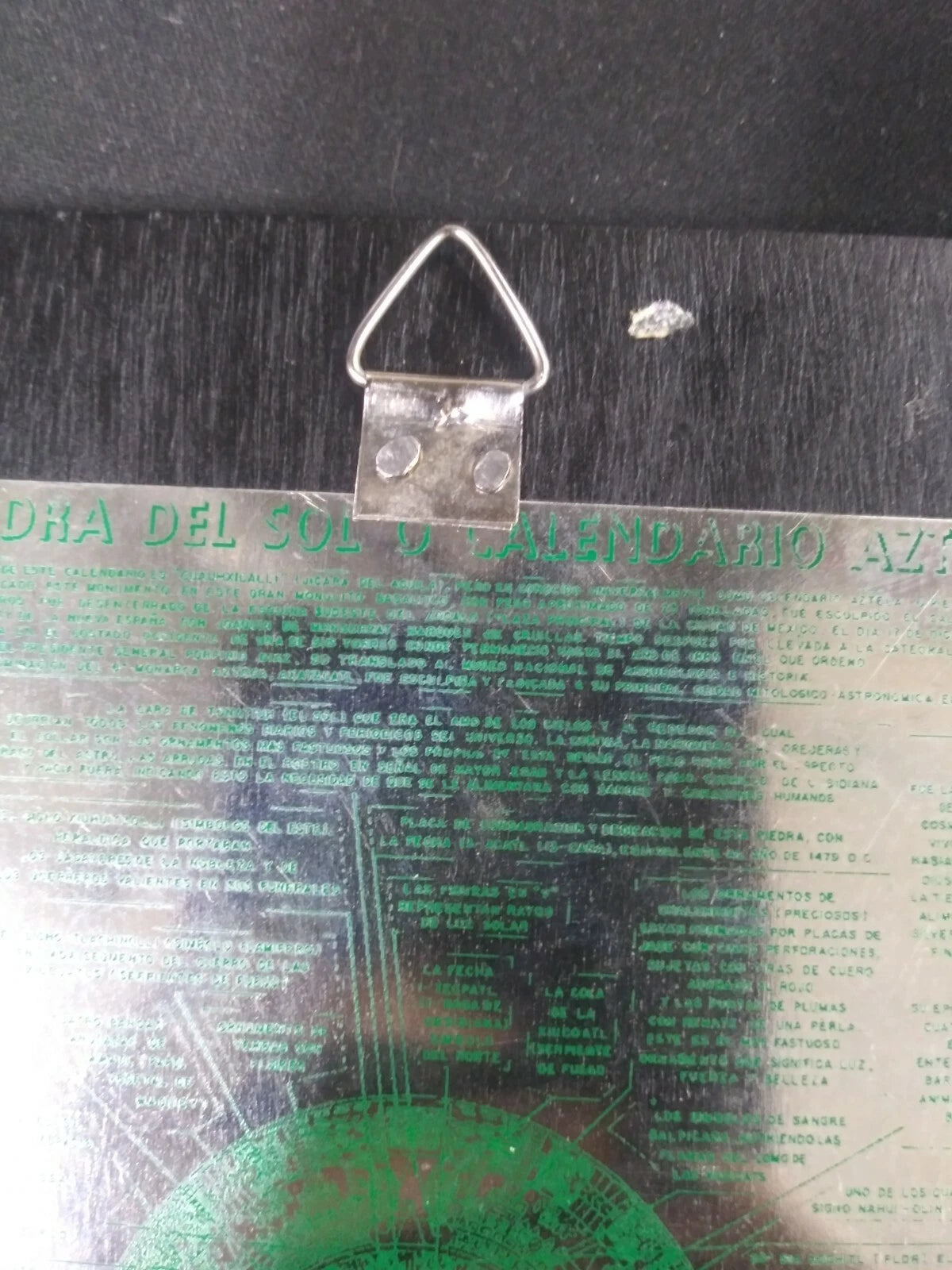 Vintage La Piedra Del Sol O Calendario Azteca Mexican Wall Plaque Metal and Wood