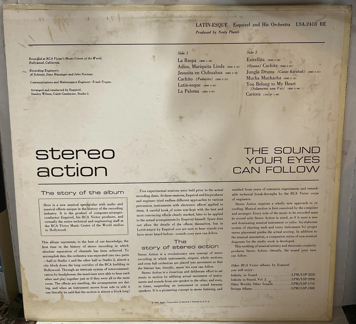 Esquivel And His Orchestra Latin-Esque Reisaue Stereo Record LSA-2418