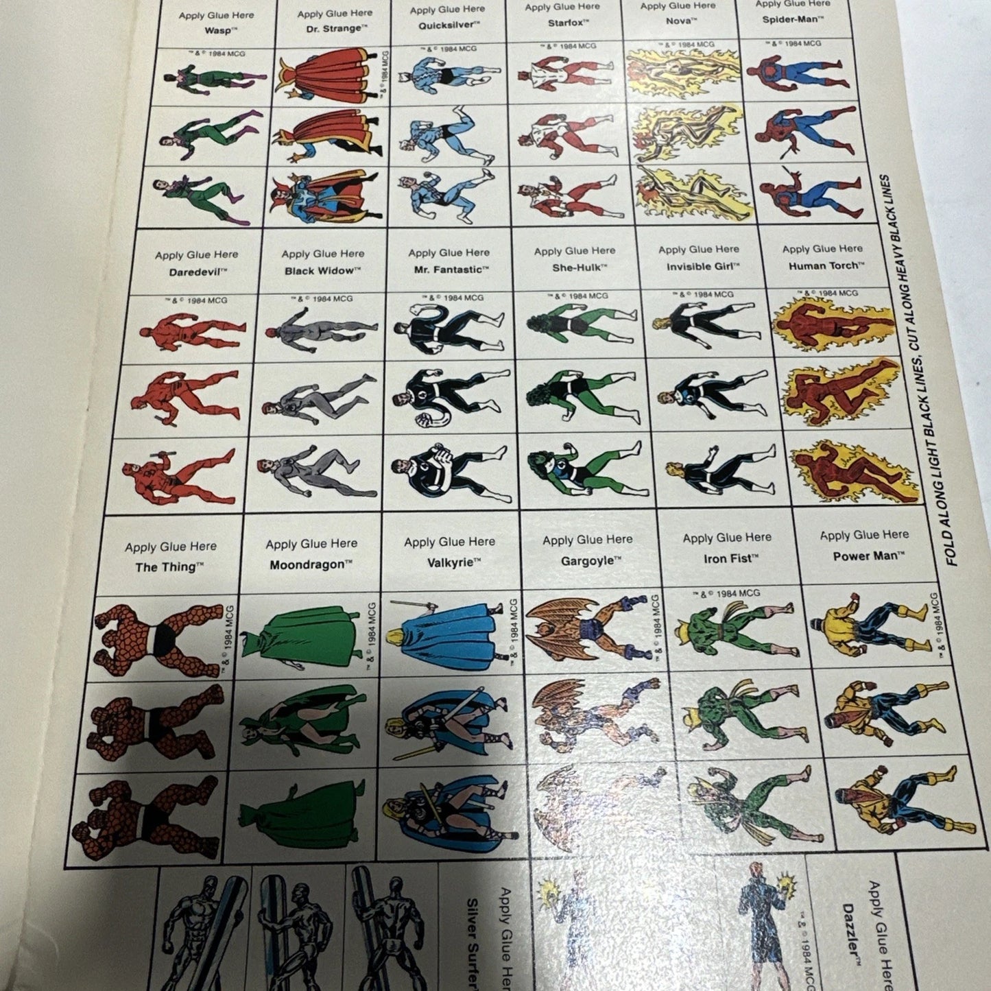 1984 MARVEL SUPER HEROES GAME ACCESSORY FOLD-UP FIGURES TSR 6856 Never Used!