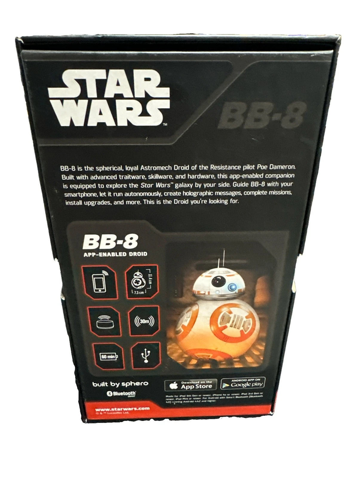 Disney Star Wars BB-8 SPHERO Remote Controlled App-Enabled Droid w/Box, R001