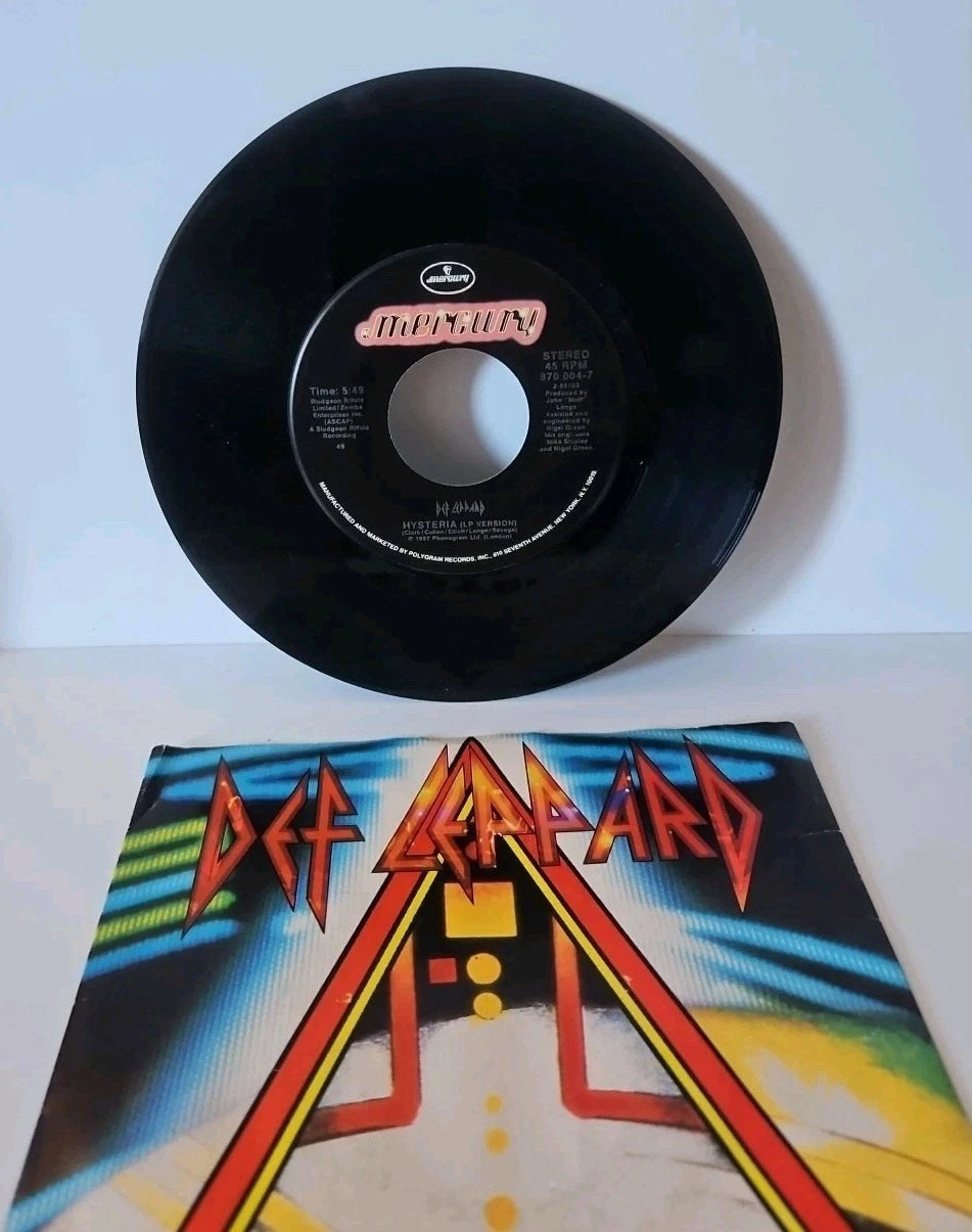 Def Leppard Hysteria 7" Picture Sleeve + 6 Def Leppard 45 RPM Lot See Photos
