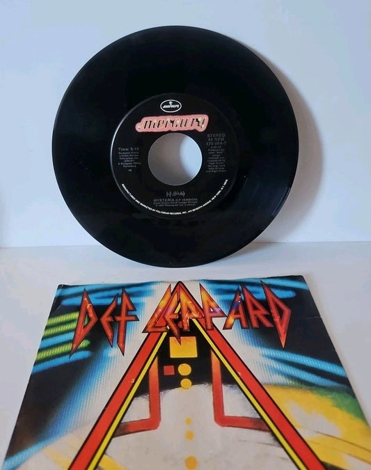 Def Leppard Hysteria 7" Picture Sleeve + 6 Def Leppard 45 RPM Lot See Photos