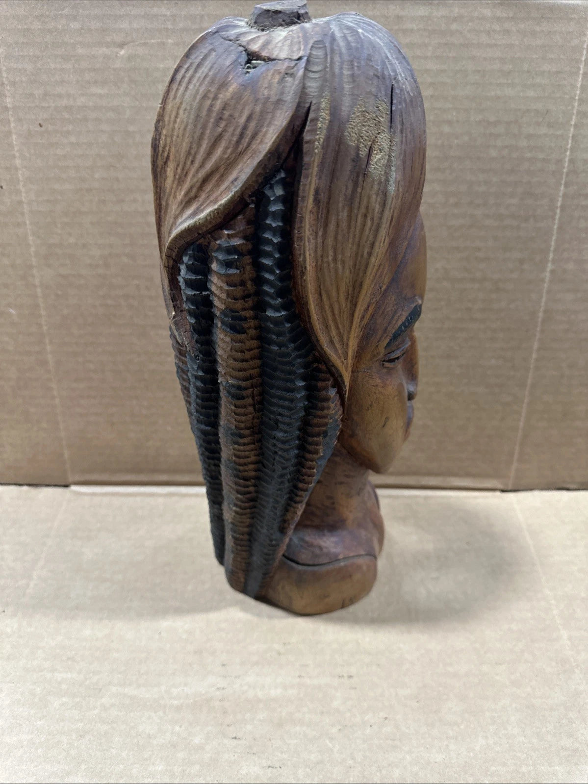 One Of A Kind Wood Carving Bust Of Woman In Corn Shape