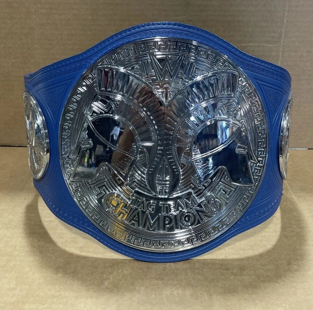 WWE Mens Smackdown Tag Team Championship Commemorative Belt Blue Leather Strap