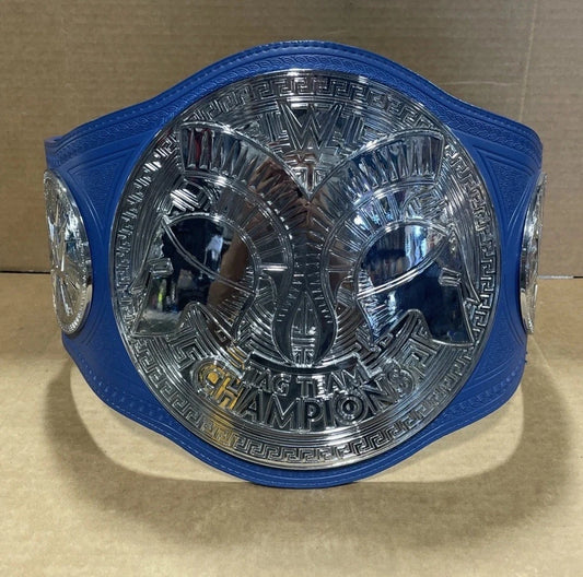 WWE Mens Smackdown Tag Team Championship Commemorative Belt Blue Leather Strap