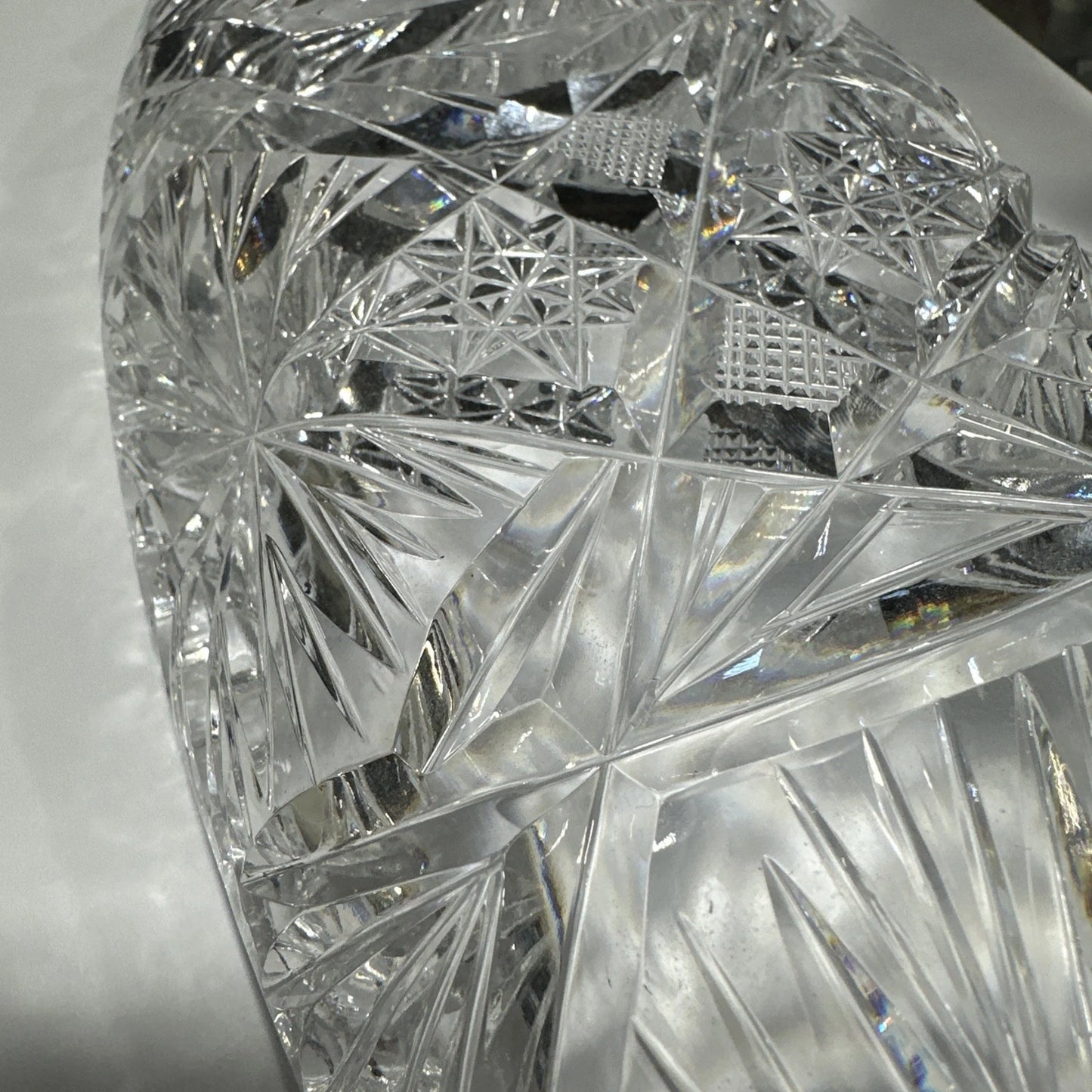 Antique American Brilliant Cut Crystal Pinwheel Sawtooth Rim Oblong Oval Dish