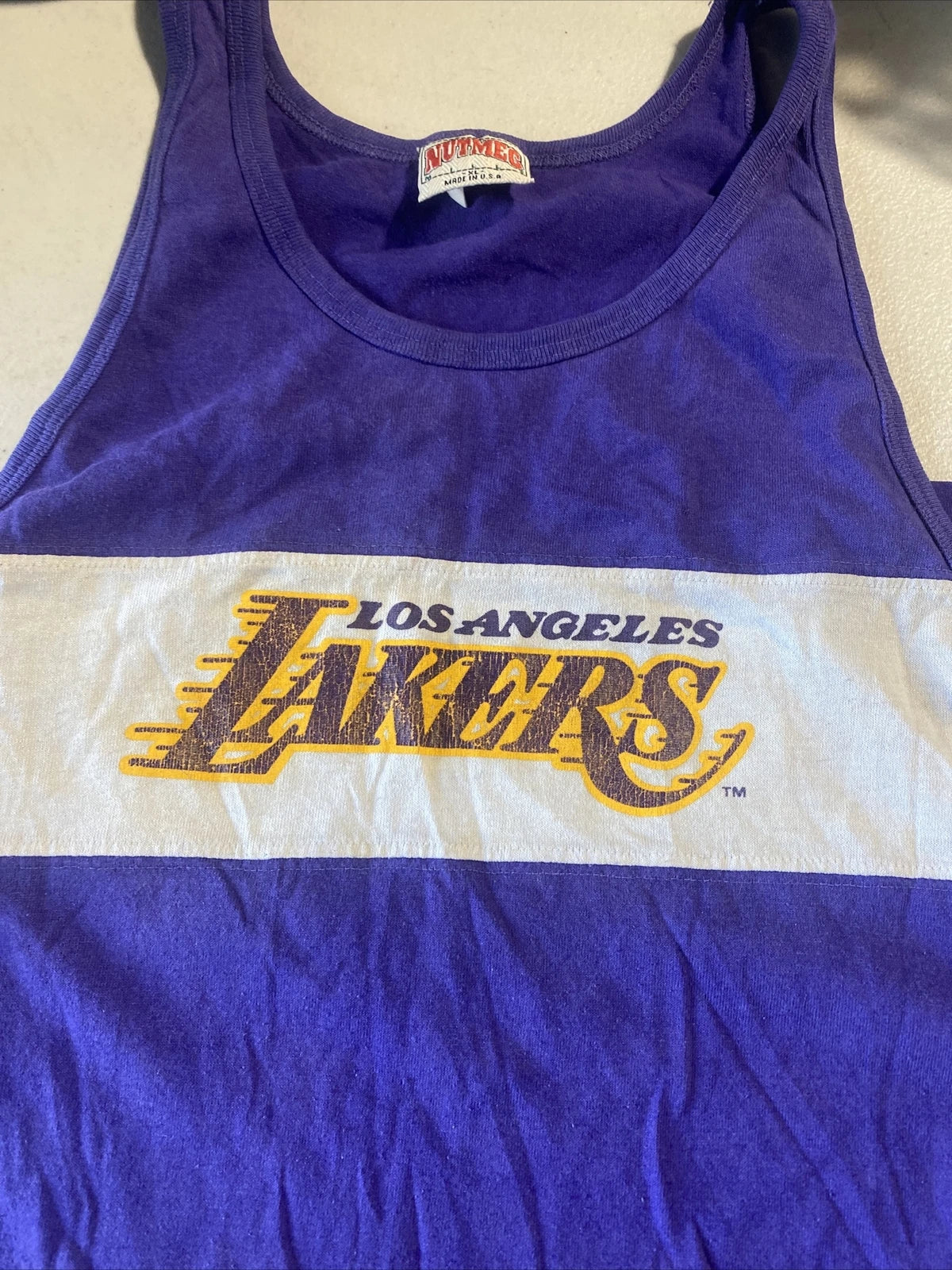 VTG Los Angeles LA Lakers NBA Tank Top Shirt Mens XL X-Large Nutmeg Mills USA