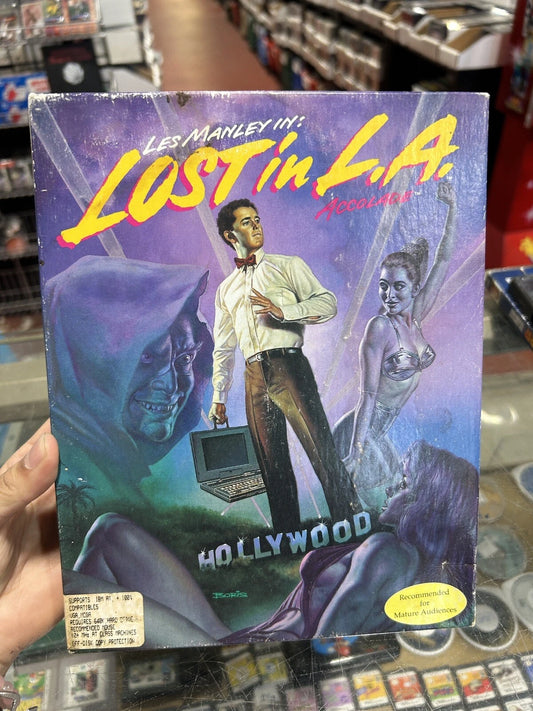 VTG Les Manley Lost in L.A. MS-DOS 3.5” Computer PC Game CIB Big Box 1991 LA