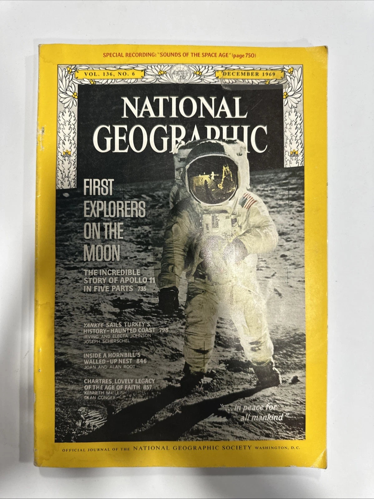 National Geographic December 1969 Apollo 11 Moon Landing W/Unplayed Recording