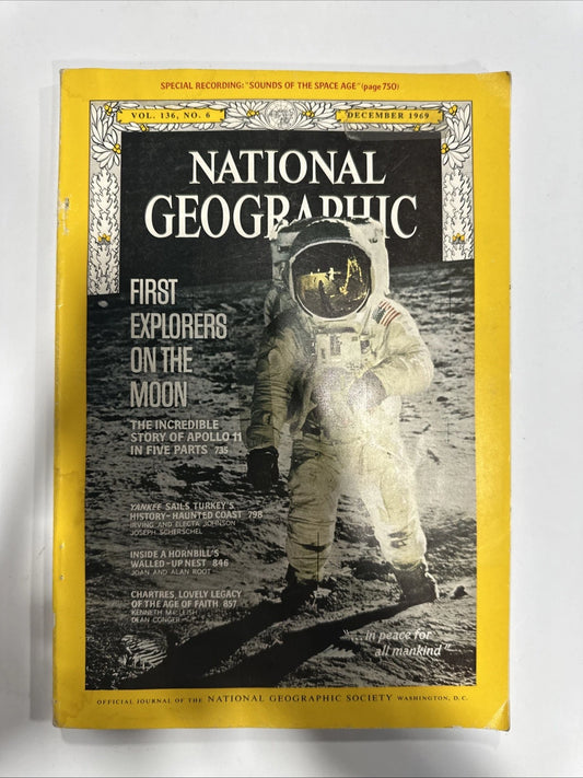National Geographic December 1969 Apollo 11 Moon Landing W/Unplayed Recording