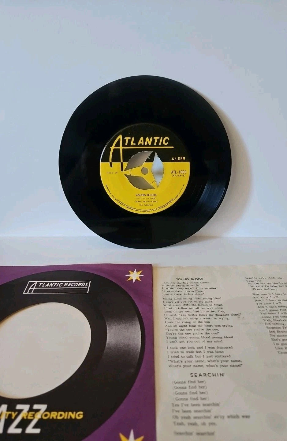 The Coasters Young Blood/Searchin' ATL-1003 Atlantic Records 45 RPM W Sleeve