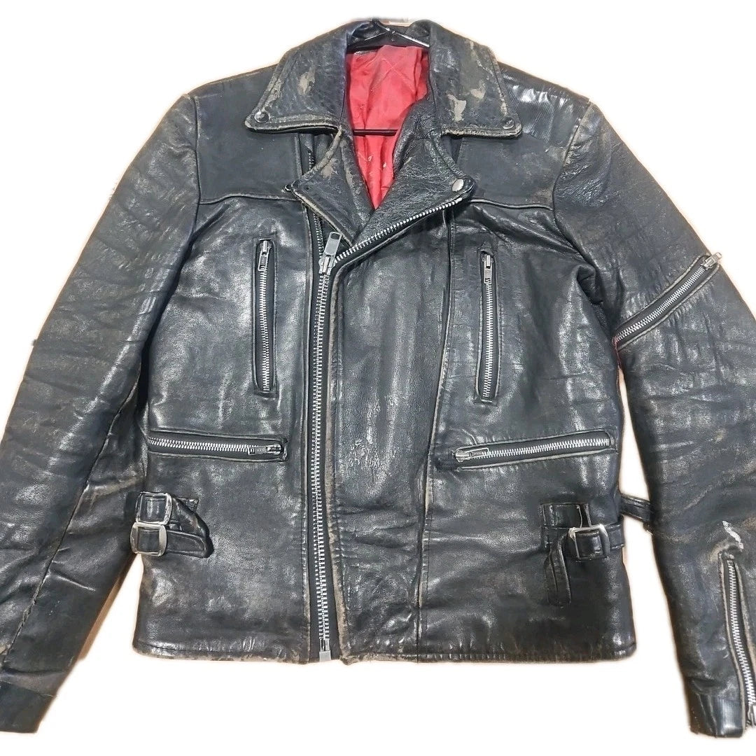 Vintage Style Leather Biker Jacket YKK Hardware?? 70's Era Rare