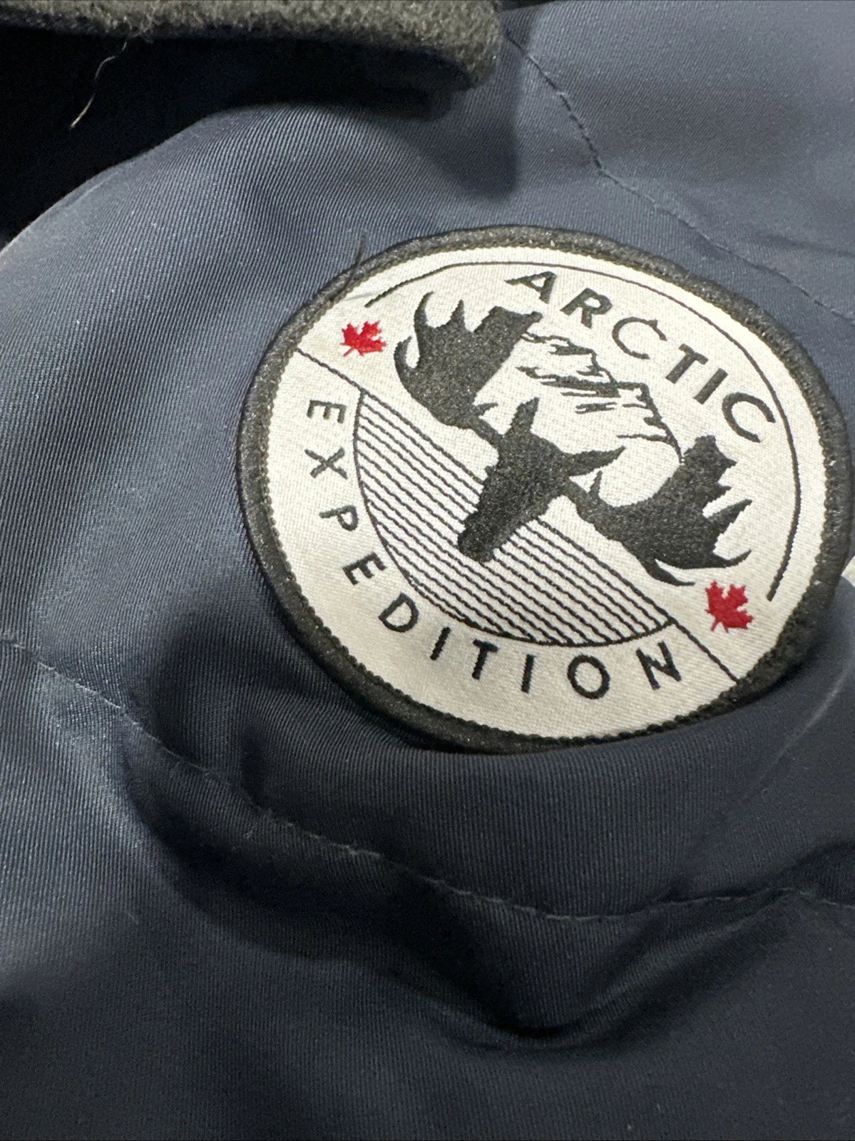 Arctic Expedition Coat Womens S/P Blue Hybradown Hooded Fur Trim Parka Insulated