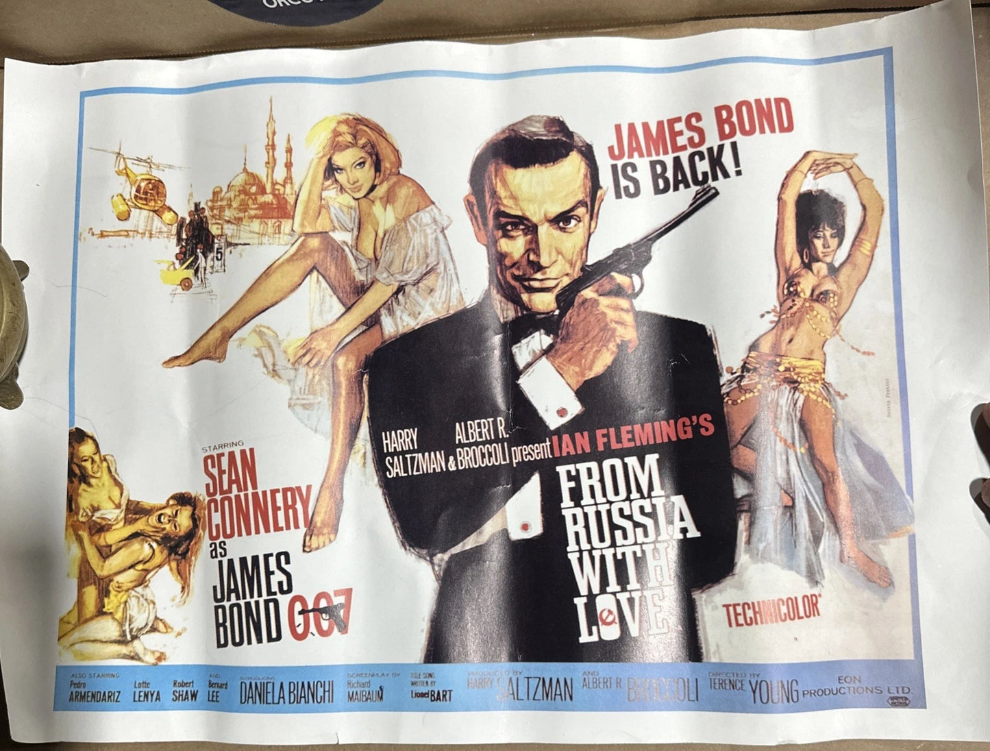 Original? James Bond From Russia With Love Movie Poster 18 X 12 1/2