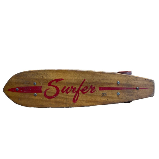 Antique Vintage 1960s Wooden Wood Early Skateboard "Surfer" Rare Vintage