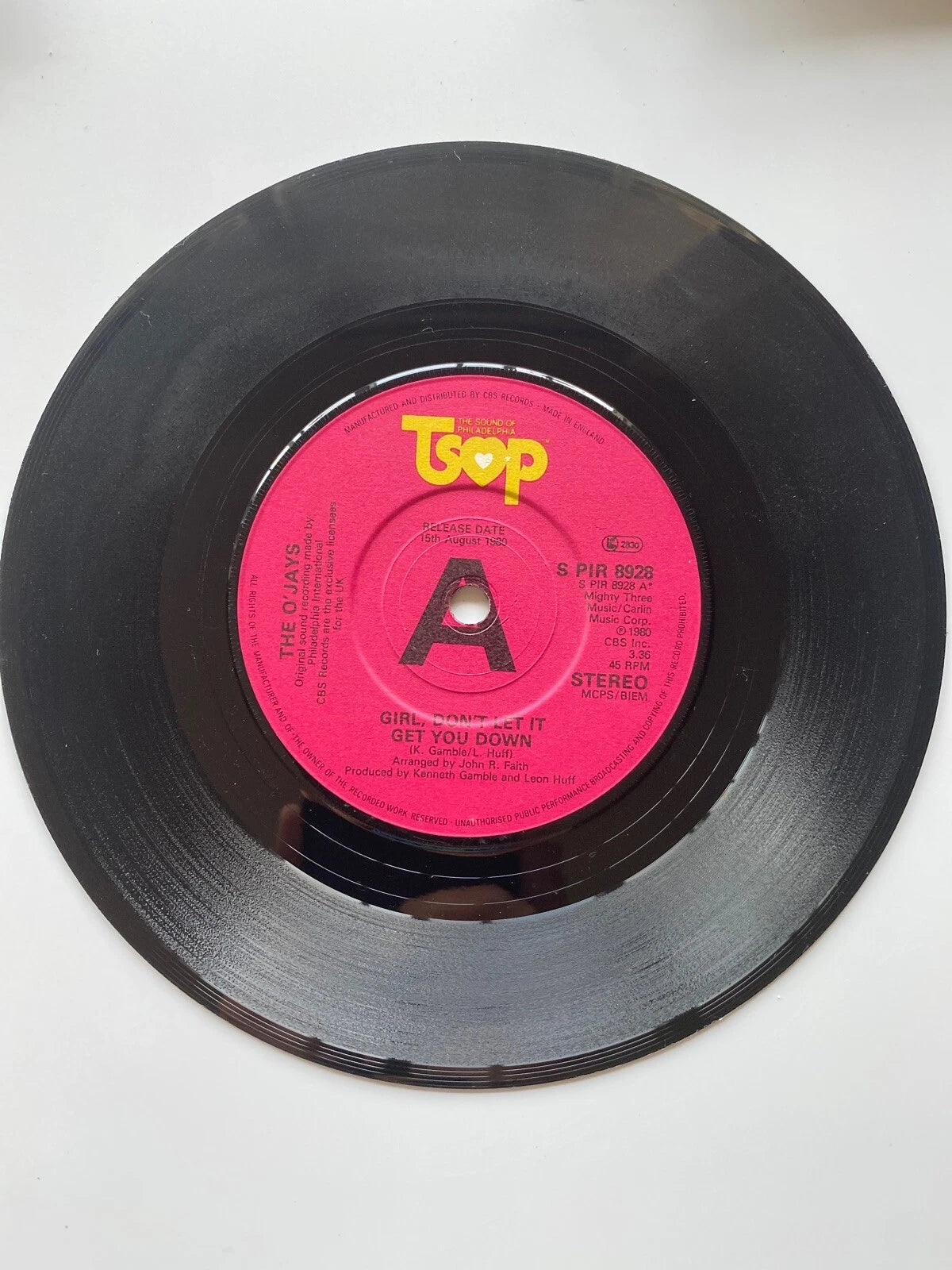 O'Jays ‎– Girl, Don't Let It Get You Down. '80 UK TSOP. S PIR 8928 DEMO PROMO