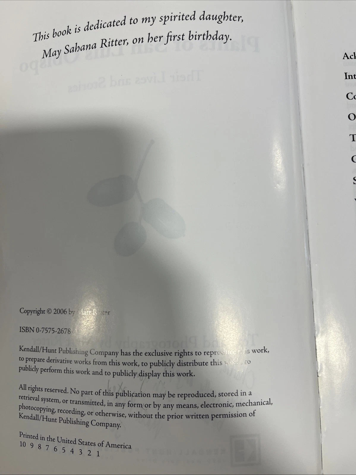 Plants of San Luis Obispo : Their Lives and Stories by Matt Ritter (2006) SIGNED