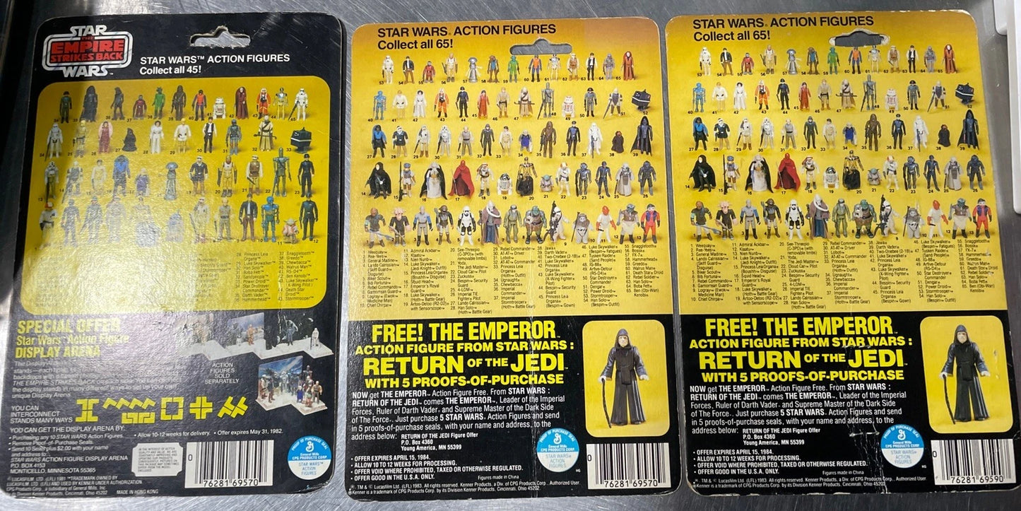 Star Wars Kenner Backing Card, Return of the Jedi, Empire Strikes Back 12 Pieces