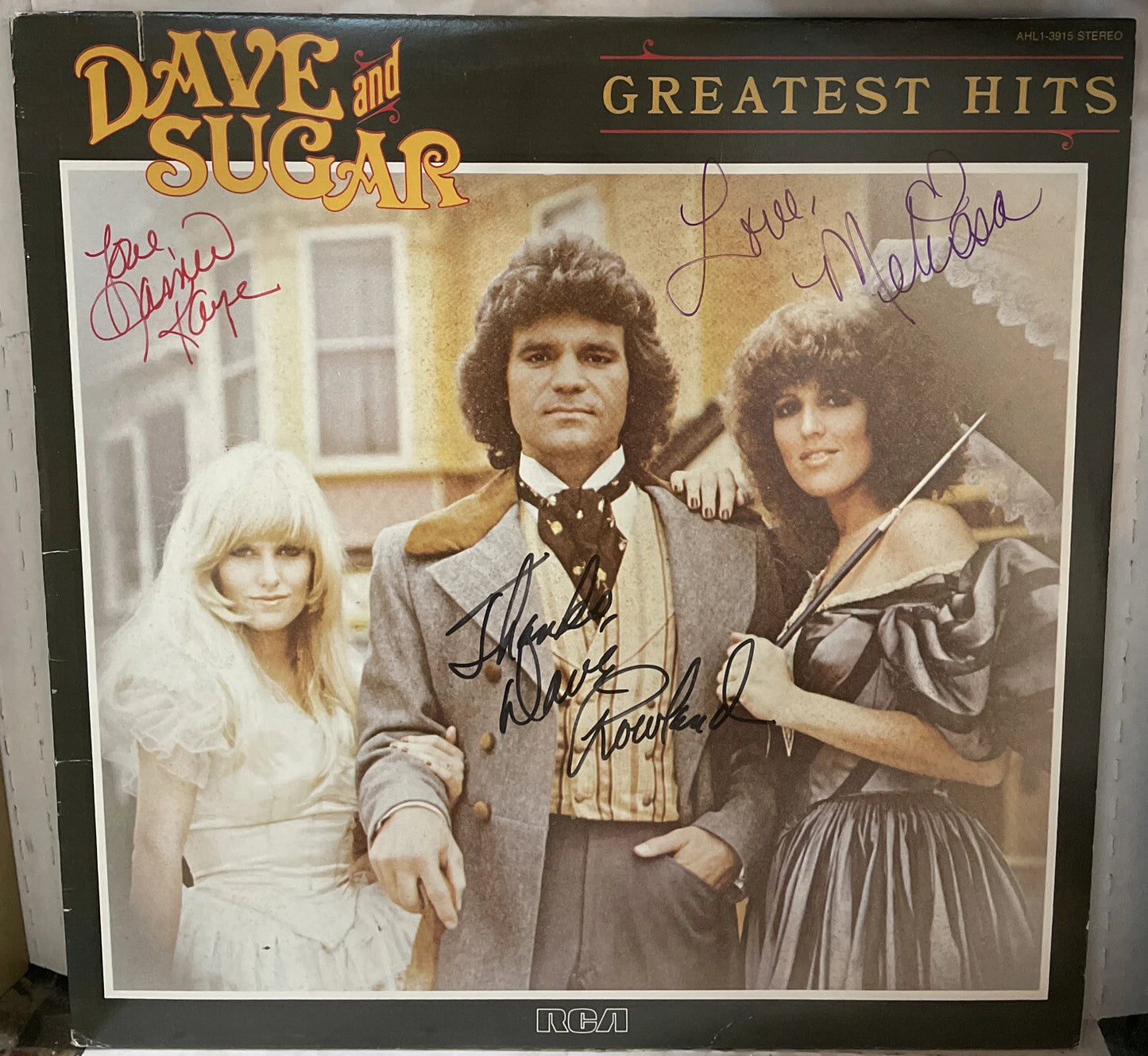 Dave and Sugar Greatest Hits Autographed Record AHL1-3915