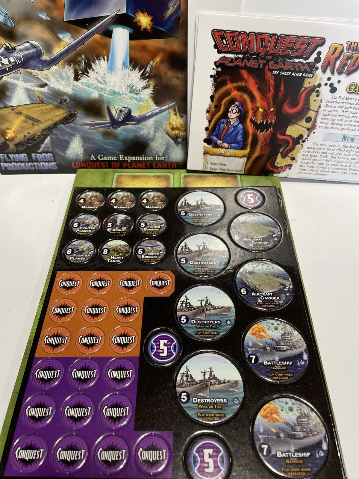Conquest of Planet Earth Space Alien Game w/Expansion Apocalypse Flying Frog