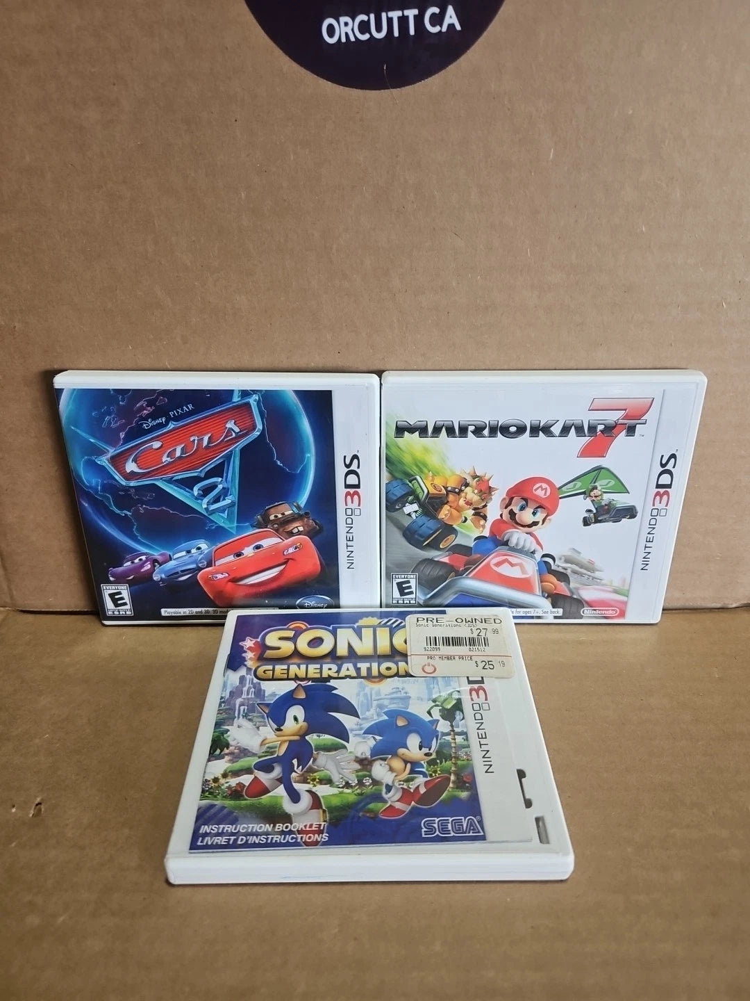 Nintendo 3DS EMPTY Case Lot Of 3 Mario Kart Cars 2 Sonic Generations